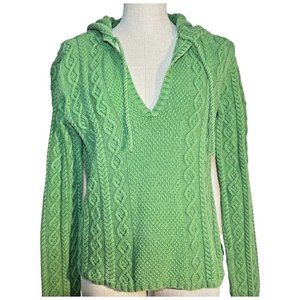 VTG Ralph Lauren Polo Jeans Hoodie Sweater Cable Knit Green Size Medium Retro